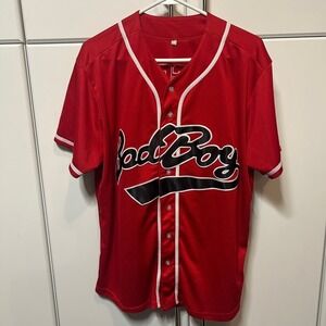 Bad Boy Records Biggie Smalls 10 Baseball Jersey Red Hip Hop Mens Large